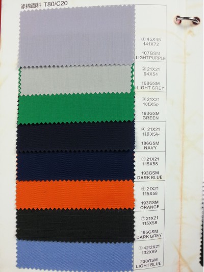 SC-GNLN  滌棉面料  T80/C20  45*45 141*72 / 21*21 94*54 / 21*21 106*50 / 110*54 21*21 / 115*58 21*21 / 132*69 42/2*21  107/168/183/186/193/195/230GSM 正面照